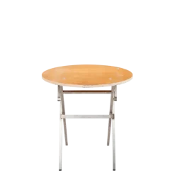 Guéridon Ø 70 cm pieds ciseaux H 74 cm
