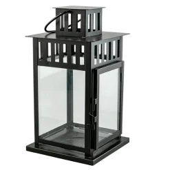 Lanterne acier noir 15 x 15 cm H 28 cm