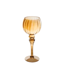 Lot de 3 bougeoirs en verre dorés sur pied H 30,5 - 35,5 - 40 cm