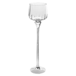 Lot de 3 bougeoirs en verre transparents sur pied H 30-38-46 cm