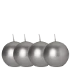 Lot de 4 bougies boule argent Ø 8 cm