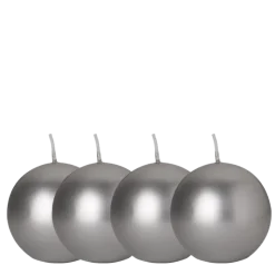 Lot de 4 bougies boule argent Ø 8 cm
