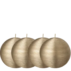 Lot de 4 bougies boule or brossée Ø 10 cm