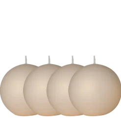 Lot de 4 bougies boule satinée ivoire Ø 10 cm