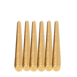 Lot de 6 bougies brossées or H 25 cm