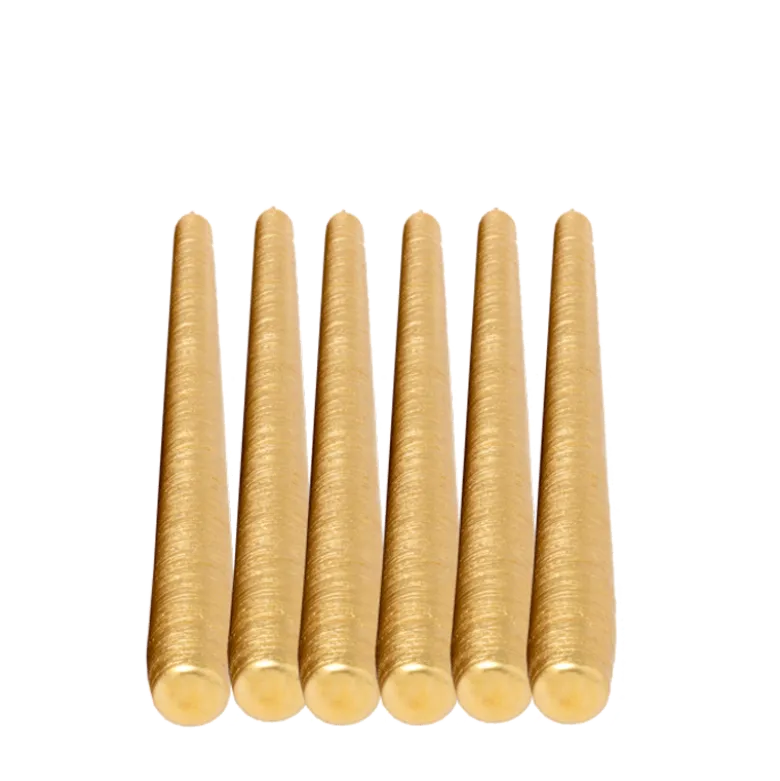 Lot de 6 bougies brossées or H 25 cm