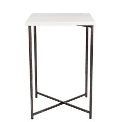 Mange-debout croisé acier plateau blanc 65 x 65 cm H 100 cm