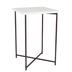 Mange-debout croisé acier plateau blanc 65 x 65 cm H 100 cm