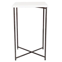 Mange-debout croisé acier plateau blanc 65 x 65 cm H 110 cm