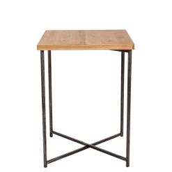Mange-debout croisé acier plateau bois 65 x 65 cm H 90 cm