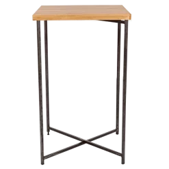 Mange-debout croisé acier plateau bois 65 x 65 cm H 110 cm