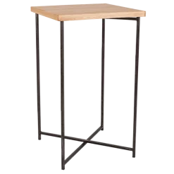 Mange-debout croisé acier plateau bois 65 x 65 cm H 110 cm