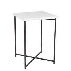 Mange-debout croisé acier plateau blanc 65 x 65 cm H 90 cm