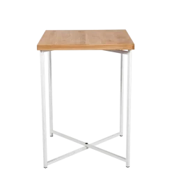 Mange-debout croisé blanc plateau bois 65 x 65 cm H 90 cm