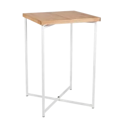 Mange-debout croisé blanc plateau bois 65 x 65 cm H 100 cm
