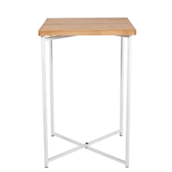 Mange-debout croisé blanc plateau bois 65 x 65 cm H 100 cm