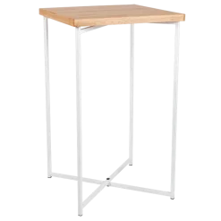 Mange-debout croisé blanc plateau bois 65 x 65 cm H 110 cm