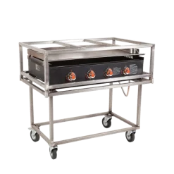 Plancha gaz 4 feux sur chariot 50 x 91 cm (bouteille gaz fournie)
