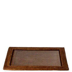 Plateau rectangulaire Louisiane 46 x 63 cm avec plaque en verre