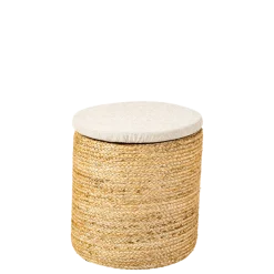 Pouf Bali avec galette lin ficelle Ø 40 cm H 40 cm