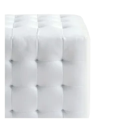 Pouf Chesterfield blanc 44 x 44 cm H 42 cm
