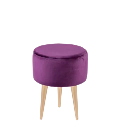 Pouf Juliette velours aubergine Ø 35 cm H 44 cm
