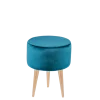 Pouf Juliette velours bleu vert Ø 35 cm H 44 cm
