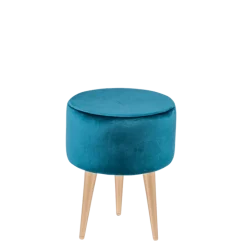 Pouf Juliette velours bleu vert Ø 35 cm H 44 cm