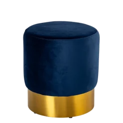 Pouf Luxor velours bleu nuit Ø 40 cm H 45 cm