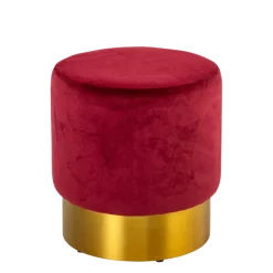 Pouf Luxor velours rouge carmin Ø 40 cm H 45 cm