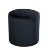 Pouf Preston velours noir M1 Ø 40 cm H 40 cm