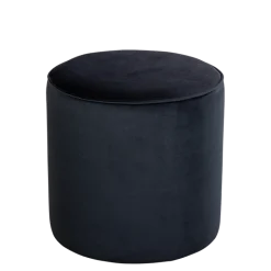 Pouf Preston velours noir M1 Ø 40 cm H 40 cm