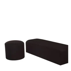 Pouf rond houssé noir Ø 50 cm H 45 cm
