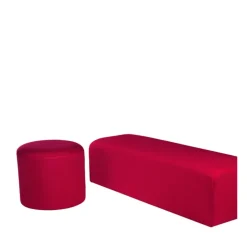 Pouf rond houssé rouge Ø 50 cm H 45 cm
