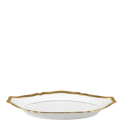 Ravier Vintage blanc et doré 21-24 cm x 14-16 cm