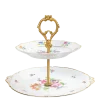 Serviteur Vintage 2 étages fleuri Ø 23-25 cm H 20-22 cm