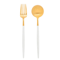 Set de couverts de service Cutipol blanc et or