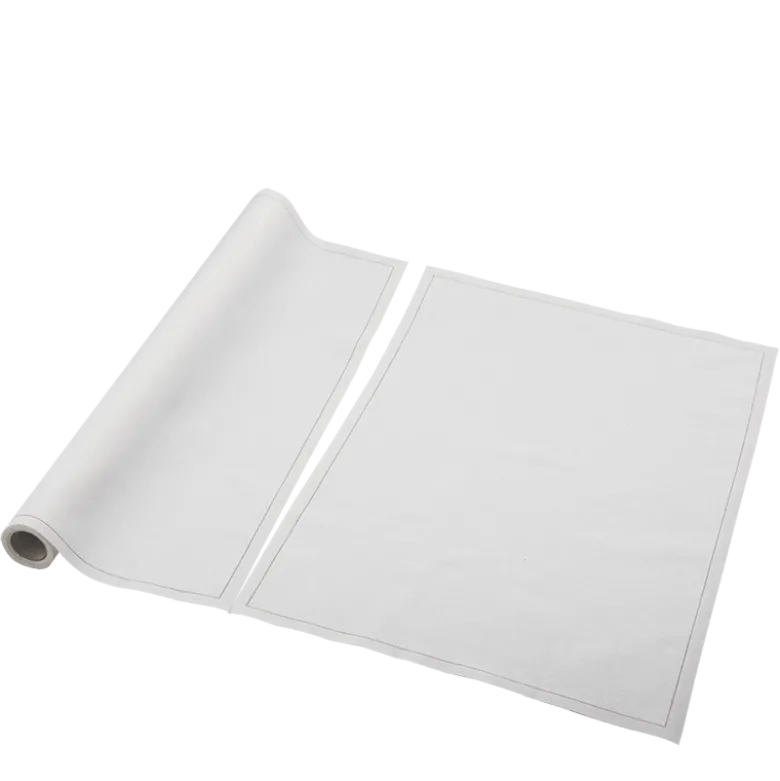 Sets de table/serviettes tissu écru 48 x 32 cm en rouleau (12)