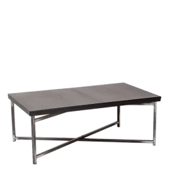 Table basse croisée acier plateau noir 64 x 101 cm H 35 cm