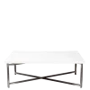 Table basse croisée acier plateau blanc 64 x 101 cm H 35 cm