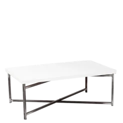 Table basse croisée acier plateau blanc 64 x 101 cm H 35 cm