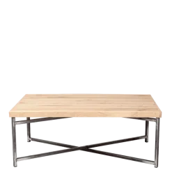 Table basse croisée acier plateau bois 64 x 101 cm H 35 cm