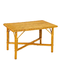 Table basse en rotin vintage H 40-50 cm