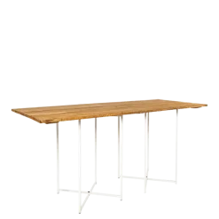 Table haute Nature pieds croisés blancs