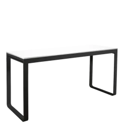 Table haute noire plateau blanc 80 x 230 cm H 110 cm