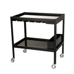 Table roulante cocktail noire 60 x 90 cm H 95 cm