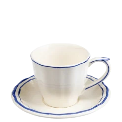 Tasse et sous-tasse à thé Gien bleue 17,5 cl